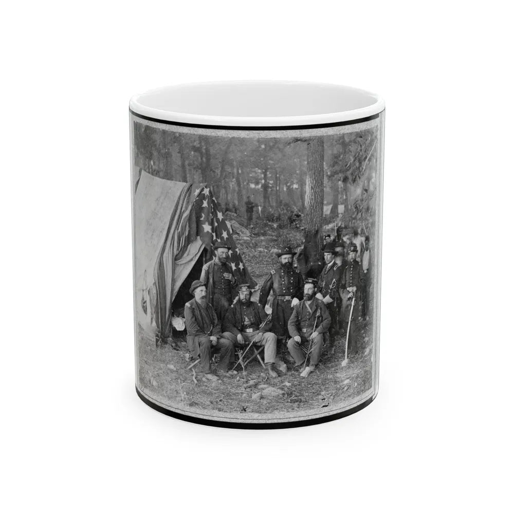 Bv't. Maj. Gen. John C. Caldwell And Staff Posed In Front Of Tent (U.S. Civil War) White Coffee Mug-11oz-Go Mug Yourself