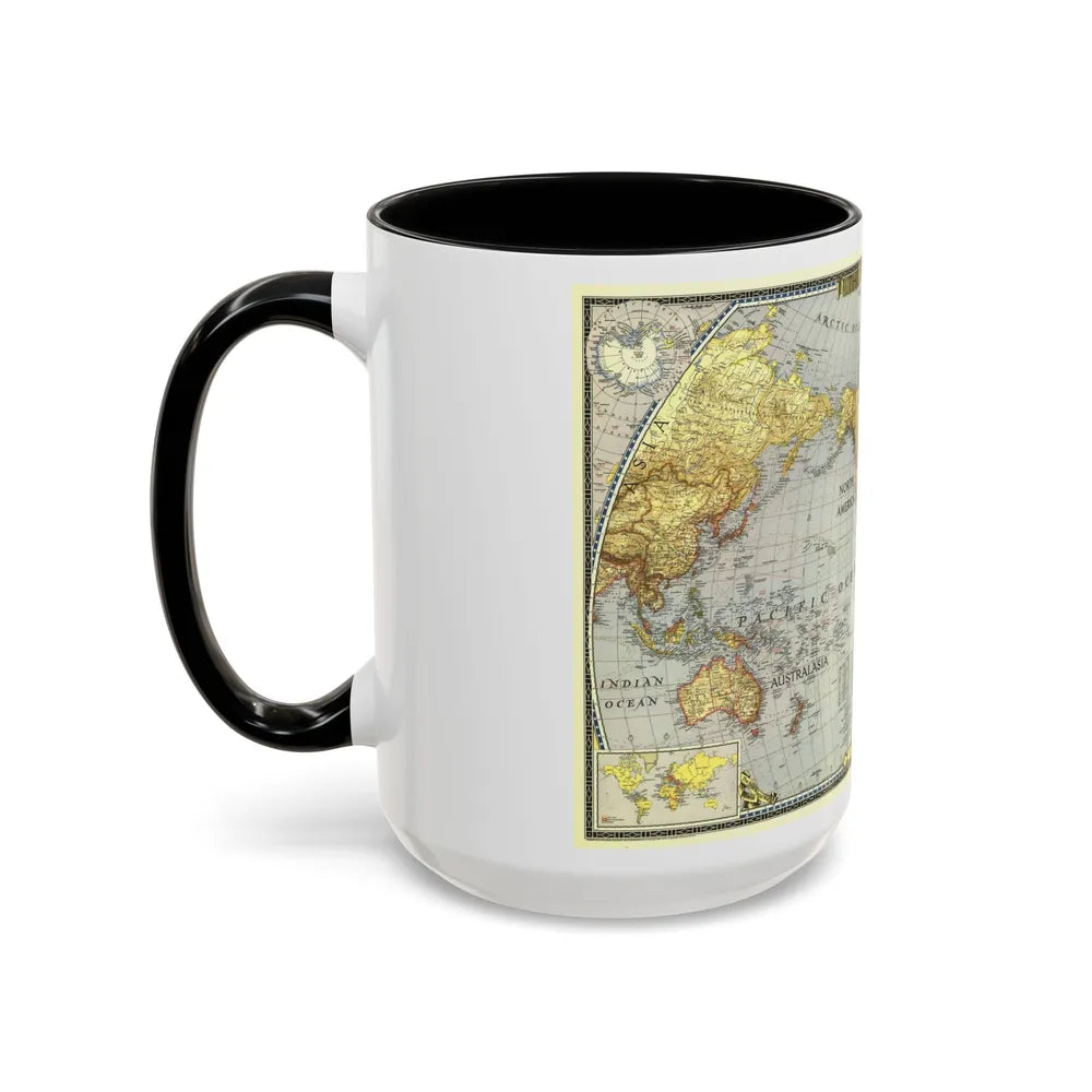 World Map (1943) (Map) Accent Coffee Mug-Go Mug Yourself