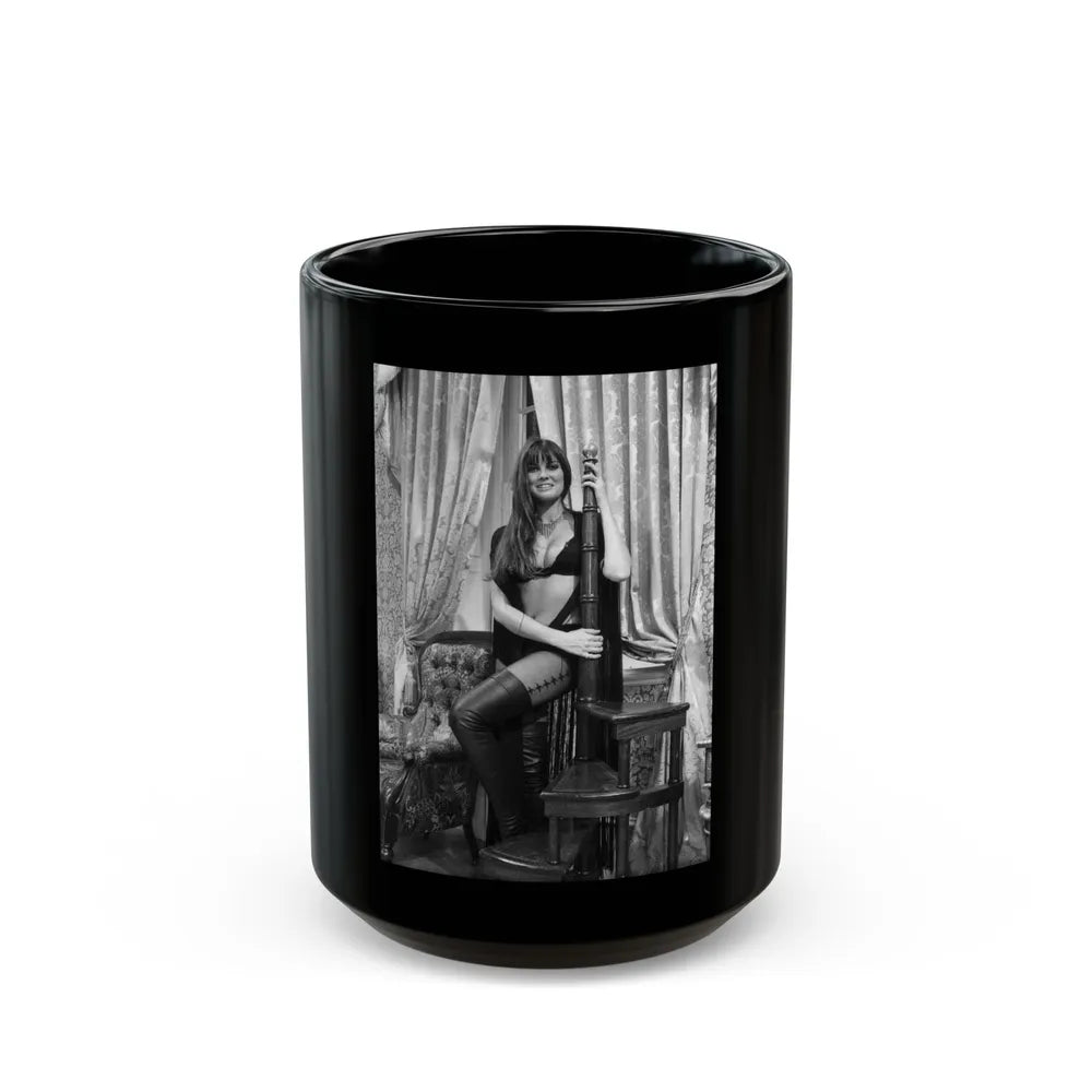 Caroline Munro #197 (Vintage Female Icon) Black Coffee Mug-15oz-Go Mug Yourself