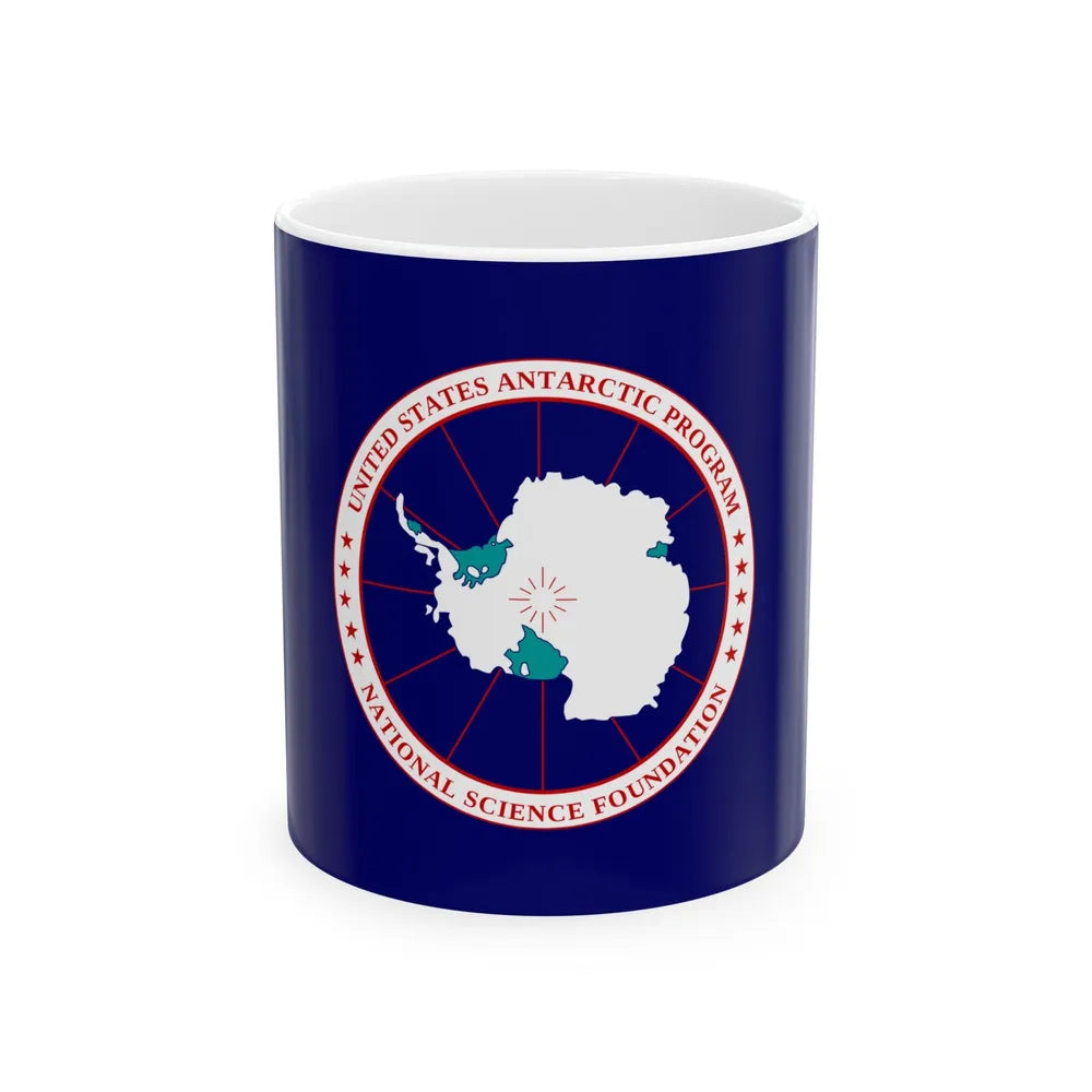 Flag of National Science Foundation Antarctic Program 2 - White Coffee Mug-11oz-Go Mug Yourself