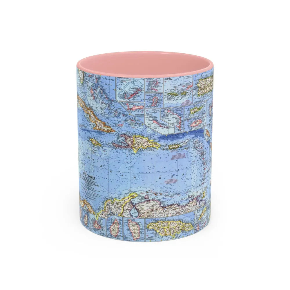 West Indies (1962) (Map) Accent Coffee Mug-11oz-Pink-Go Mug Yourself