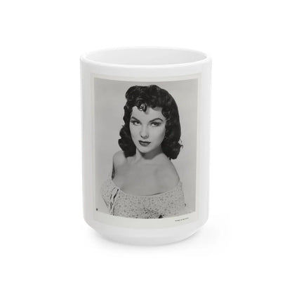 Debra Paget #609 - 8x10 B&W Upper Body Glamour Promo Photo for ''The Gambler From Natchez'' '54 (Vintage Female Icon) White Coffee Mug-15oz-Go Mug Yourself