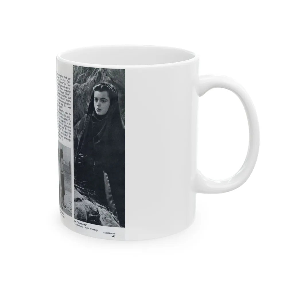 Faith Domergue #231 - [Pages 66 & 67] Pages 9 & 10 of 14+4 B&W Photos & Long Article on her from Pageant Digest Mag. April '51 (Vintage Female Icon) White Coffee Mug-Go Mug Yourself