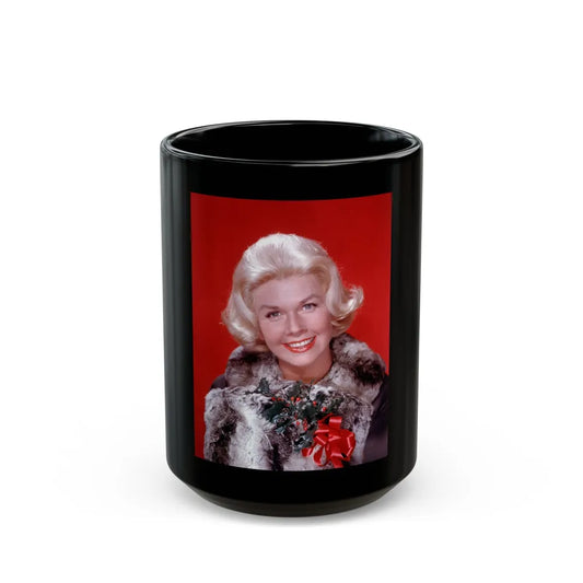 Doris Day #83 (Vintage Female Icon) Black Coffee Mug-15oz-Go Mug Yourself