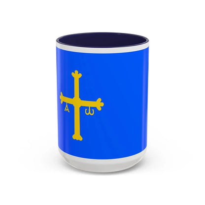 Flag of Asturias Spain - Accent Coffee Mug-15oz-Navy-Go Mug Yourself