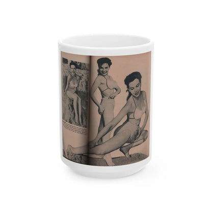 Pamela Duncan #29 - PHOTO Digest Mag. March '55 - 3 B&W Photos (Vintage Female Icon) White Coffee Mug-15oz-Go Mug Yourself