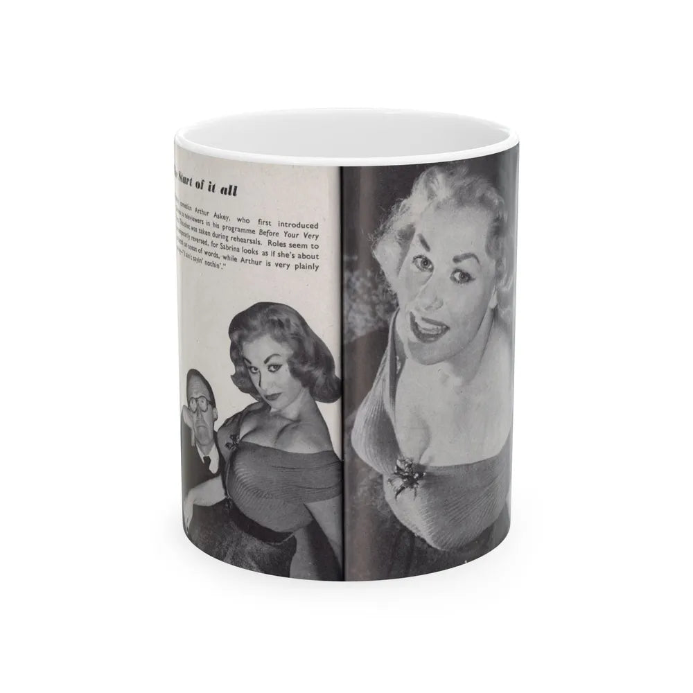 Norma Sykes #162 - 66 PHOTOGRAPHS OF Sabrina U.K. Pocket Mag. Pages 54 & 55 (Vintage Female Icon) White Coffee Mug-11oz-Go Mug Yourself