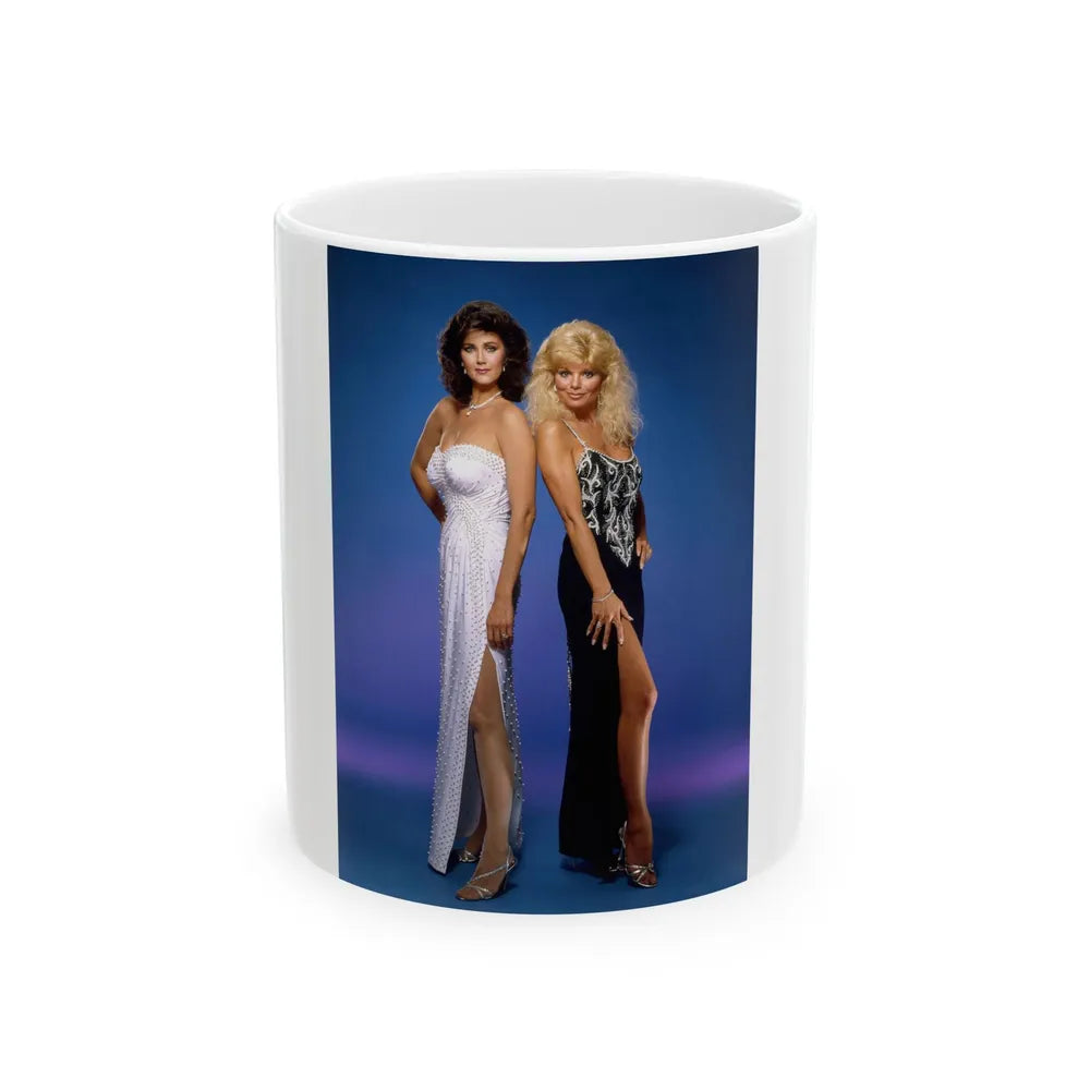 Lynda Carter #242 with, Loni Anderson (Vintage Female Icon) White Coffee Mug-11oz-Go Mug Yourself