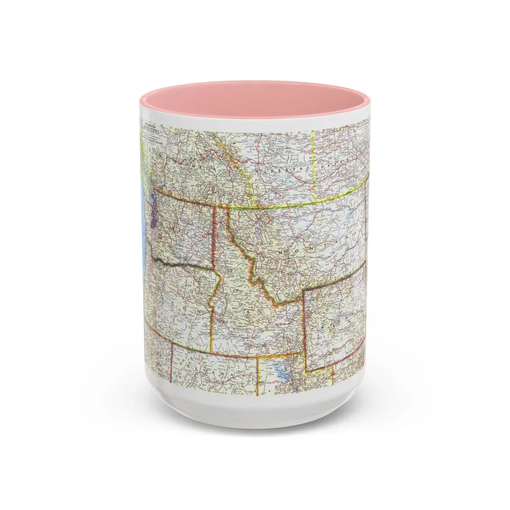 USA - Northwestern (1960) (Map) Accent Coffee Mug-15oz-Pink-Go Mug Yourself