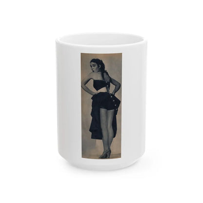 Kathryn Grant #140 - Reverse side of cover 1 Page of Full Body B&W Pin-Up from Piccolo Dutch Movie Star Mag. 12-19-1954 (Vintage Female Icon) White Coffee Mug-15oz-Go Mug Yourself