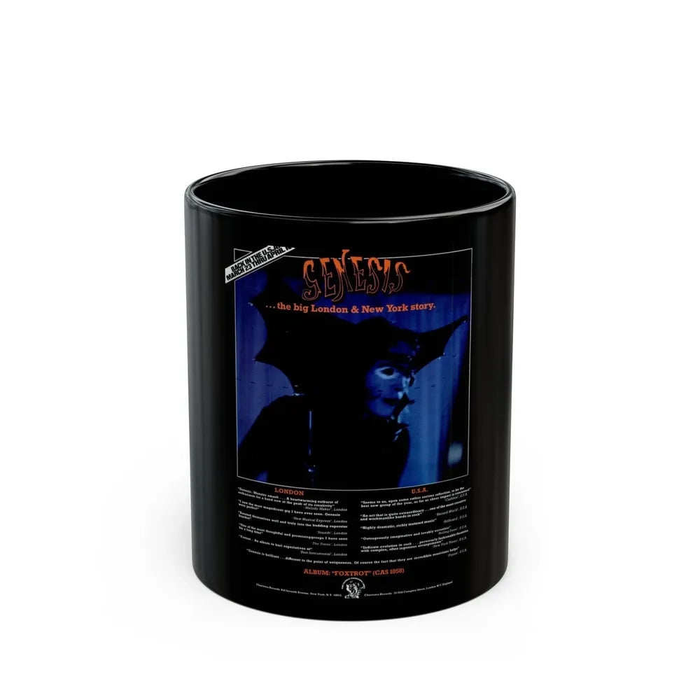 Genesis 1973 (Music Poster) Black Coffee Mug-11oz-Go Mug Yourself