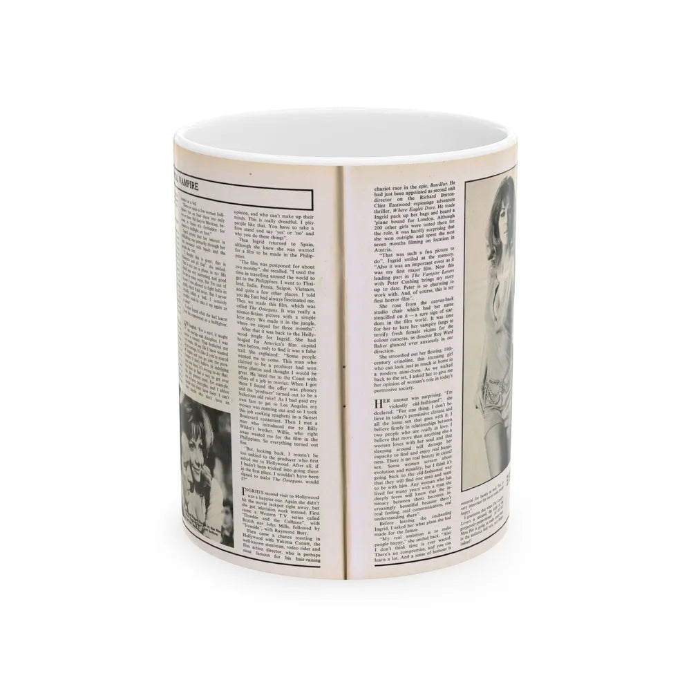 Ingrid Pitt #102 - Mag. Pages (Vintage Female Icon) White Coffee Mug-11oz-Go Mug Yourself