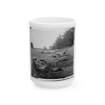 Gettysburg, Pa. Confederate Dead Gathered For Burial At The Edge Of The Rose Woods, July 5, 1863 (U.S. Civil War) White Coffee Mug-15oz-Go Mug Yourself