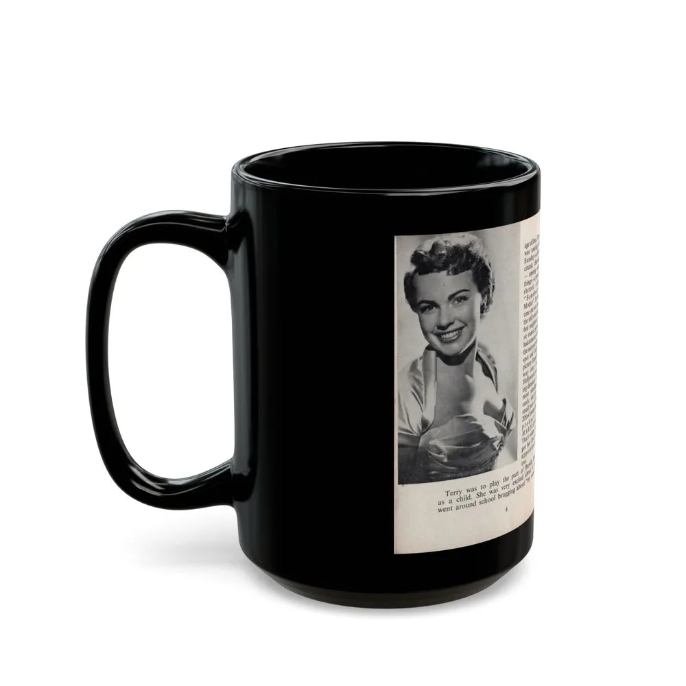 Terry Moore #438 - 66 PHOTOGRAPHS OF Terry MOORE U.K. Pocket Mag. Pages 6 & 7 (Vintage Female Icon) Black Coffee Mug-Go Mug Yourself