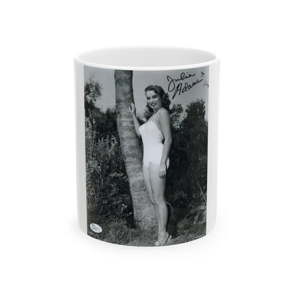 Julia Adams #97 - 8x10 B&W Full Body 1-Piece Swimsuit Promo Photo for Creature From The Black Lagoon '54 1 (Vintage Female Icon) White Coffee Mug-11oz-Go Mug Yourself