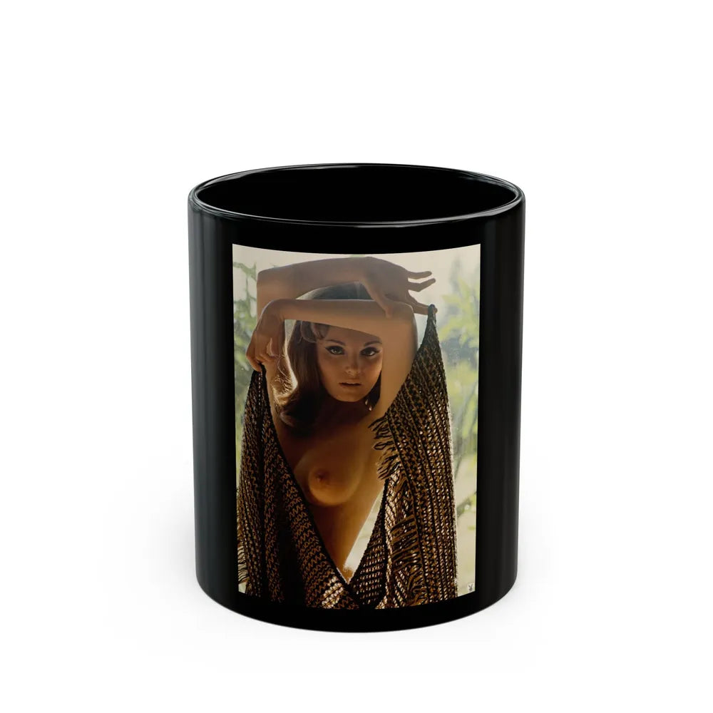 Victoria Vetri #94 - Topless (Vintage Female Icon) Black Coffee Mug-11oz-Go Mug Yourself