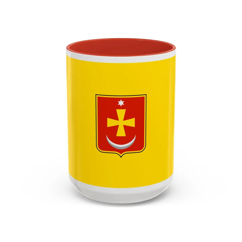 Flag of Konotop Ukraine - Accent Coffee Mug-15oz-Red-Go Mug Yourself