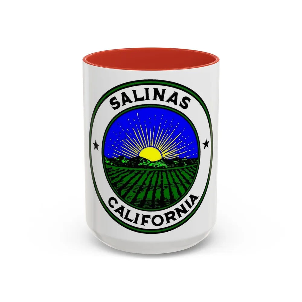 Seal of Salinas California - Accent Coffee Mug-15oz-Red-Go Mug Yourself