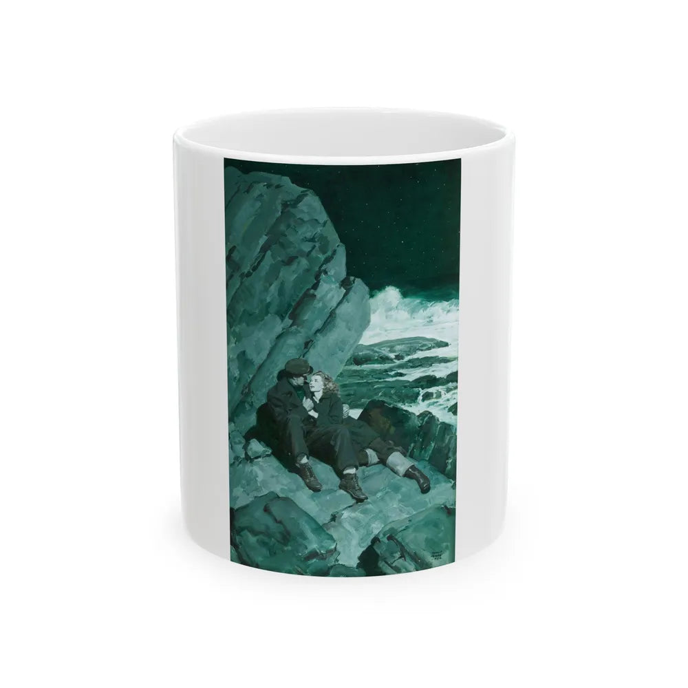 Couple on Rocks, Saturday Evening Post illustration, 1942 - White Coffee Mug-11oz-Go Mug Yourself