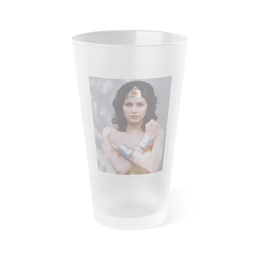 Lynda Carter #232 - Wonder Woman Photo (Vintage Female Icon) Frosted Pint 16oz-16oz-Frosted-Go Mug Yourself