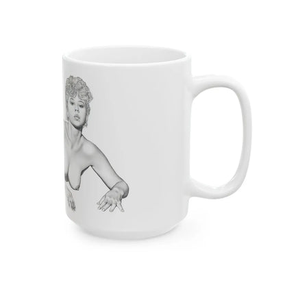 Linda Blair #172 - Nude Pencil Drawing (Vintage Female Icon) White Coffee Mug-Go Mug Yourself