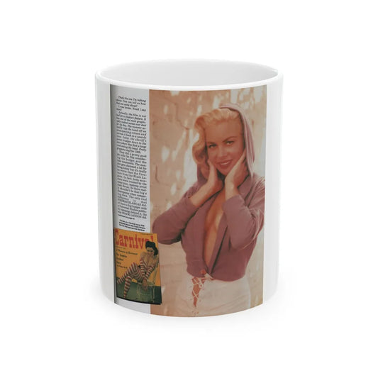 Jeanne Carmen #128 - Pages 14 of 14 with, 1 Large Color Photo as a blonde & Article from Femme Fatales Mag. Oct. '95 (Vintage Female Icon) White Coffee Mug-11oz-Go Mug Yourself