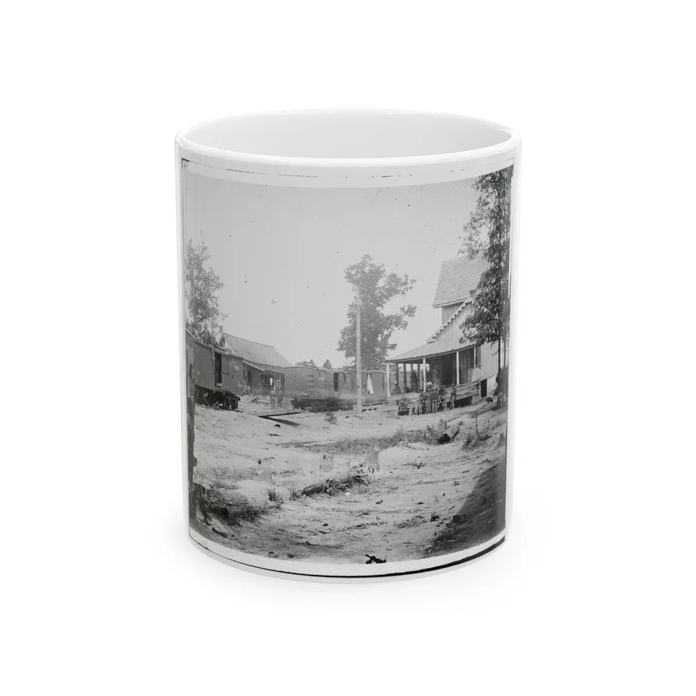 Catlett's Station, Va. The Station With U.S. Military Railroad Boxcars And Soldiers (U.S. Civil War) White Coffee Mug-11oz-Go Mug Yourself