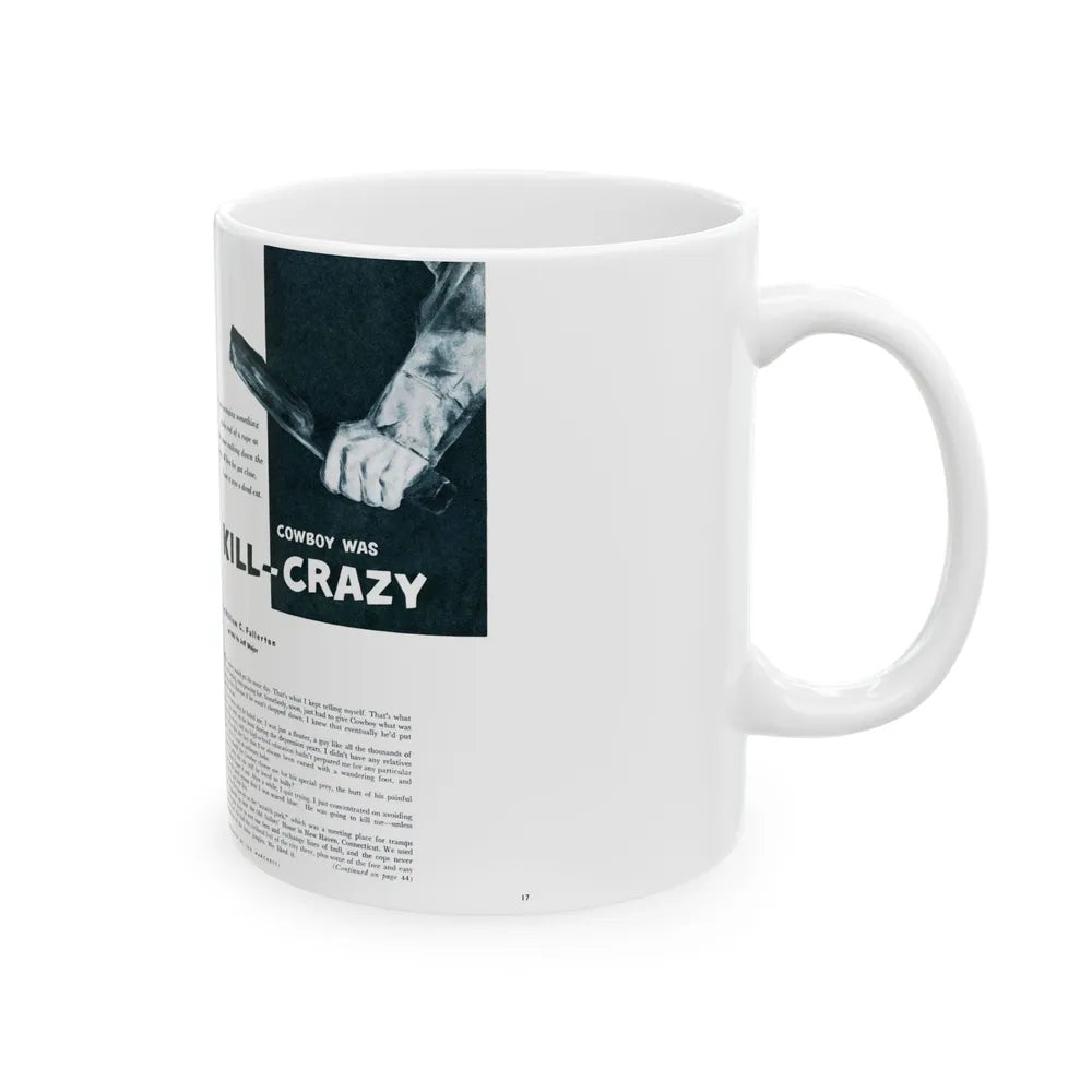 Cowboy Was Kill-Crazy, Men magazine, June 1956 - White Coffee Mug-Go Mug Yourself