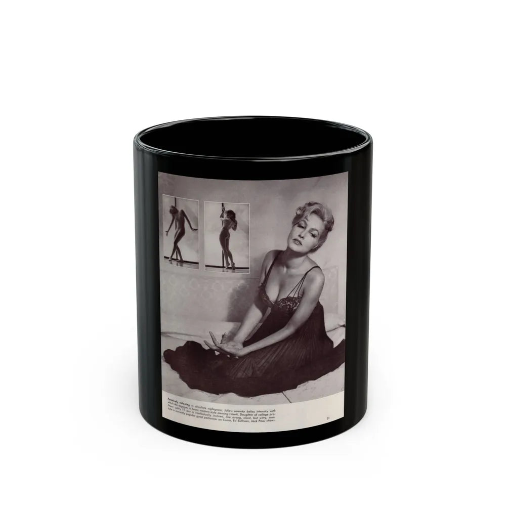 Julie Newmar #288 (Vintage Female Icon) Black Coffee Mug-11oz-Go Mug Yourself