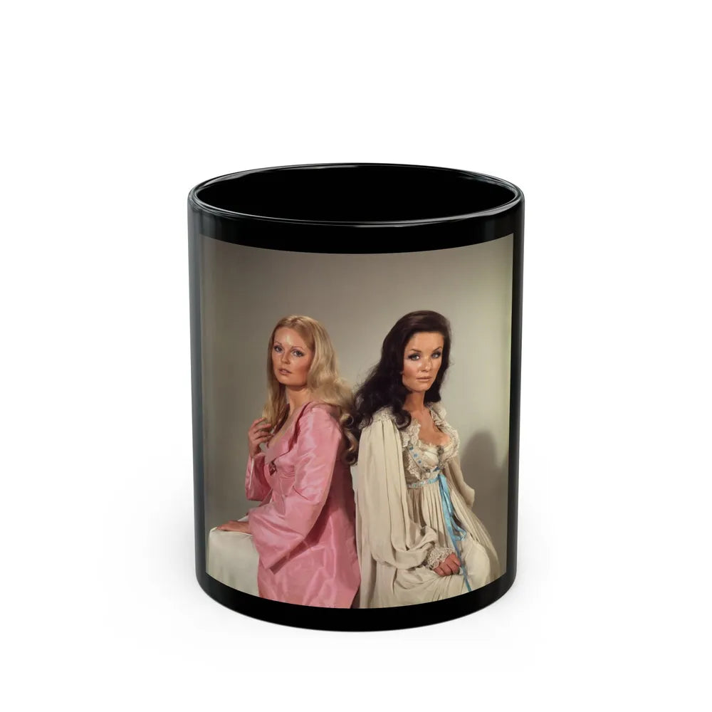 Veronica Carlson #101 with, Hammer Actress Kate O'Mara (Vintage Female Icon) Black Coffee Mug-11oz-Go Mug Yourself