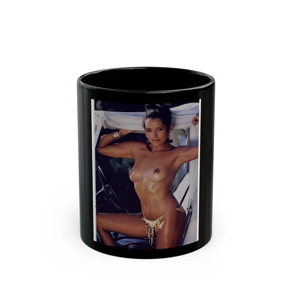 Barbara Carrera #79 - Playboy Mag. March '82 Photo (Vintage Female Icon) Black Coffee Mug-11oz-Go Mug Yourself