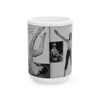 Helene Hayden #09 - 2 Pages, 3 B&W Photos & Caption from EYE Digest Mag. Nov. '53 (Vintage Female Icon) White Coffee Mug-15oz-Go Mug Yourself