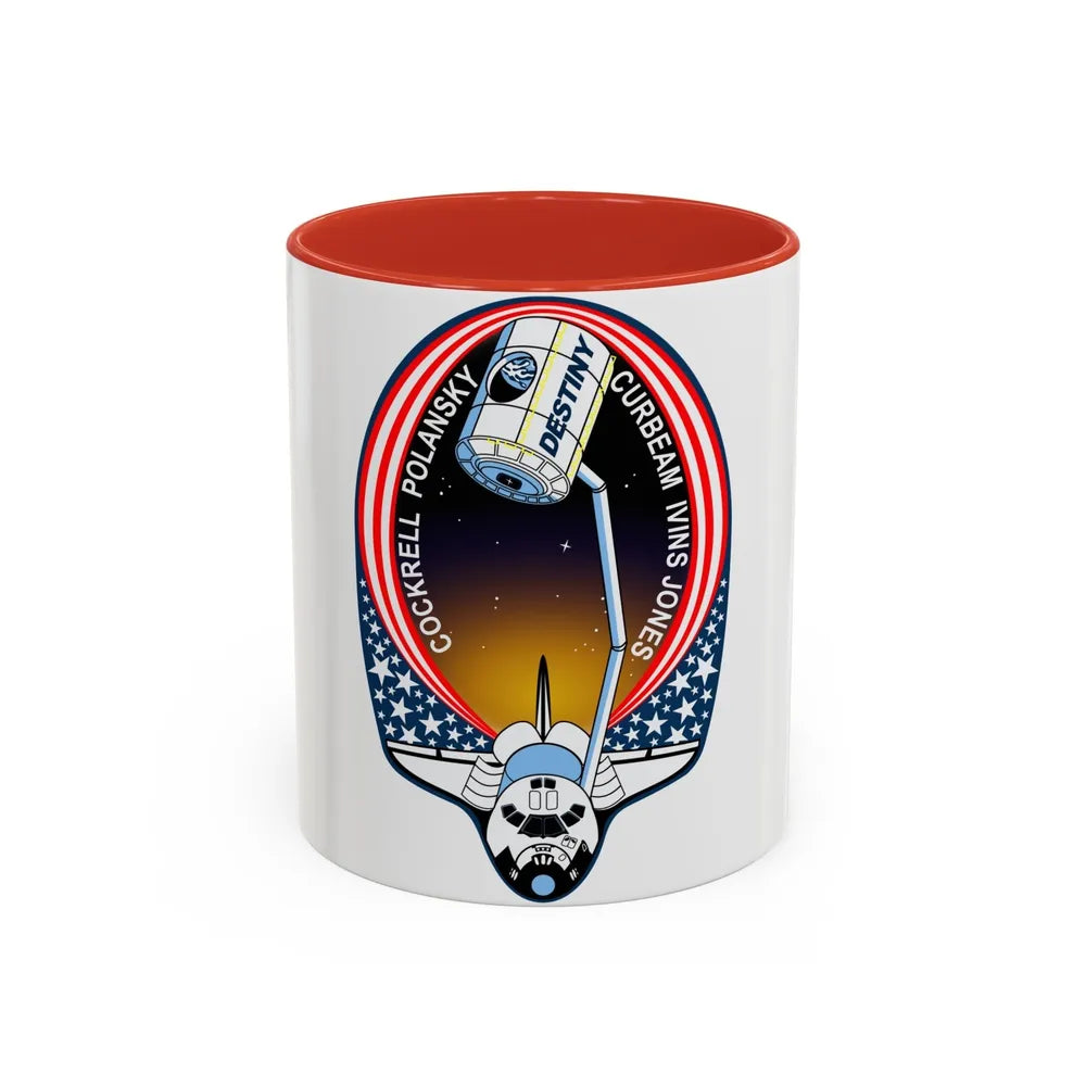 STS 98 (NASA) Accent Coffee Mug-11oz-Red-Go Mug Yourself