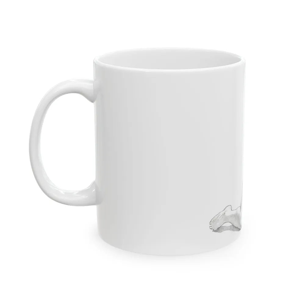 Linda Blair #171 - Nude Pencil Drawing (Vintage Female Icon) White Coffee Mug-Go Mug Yourself