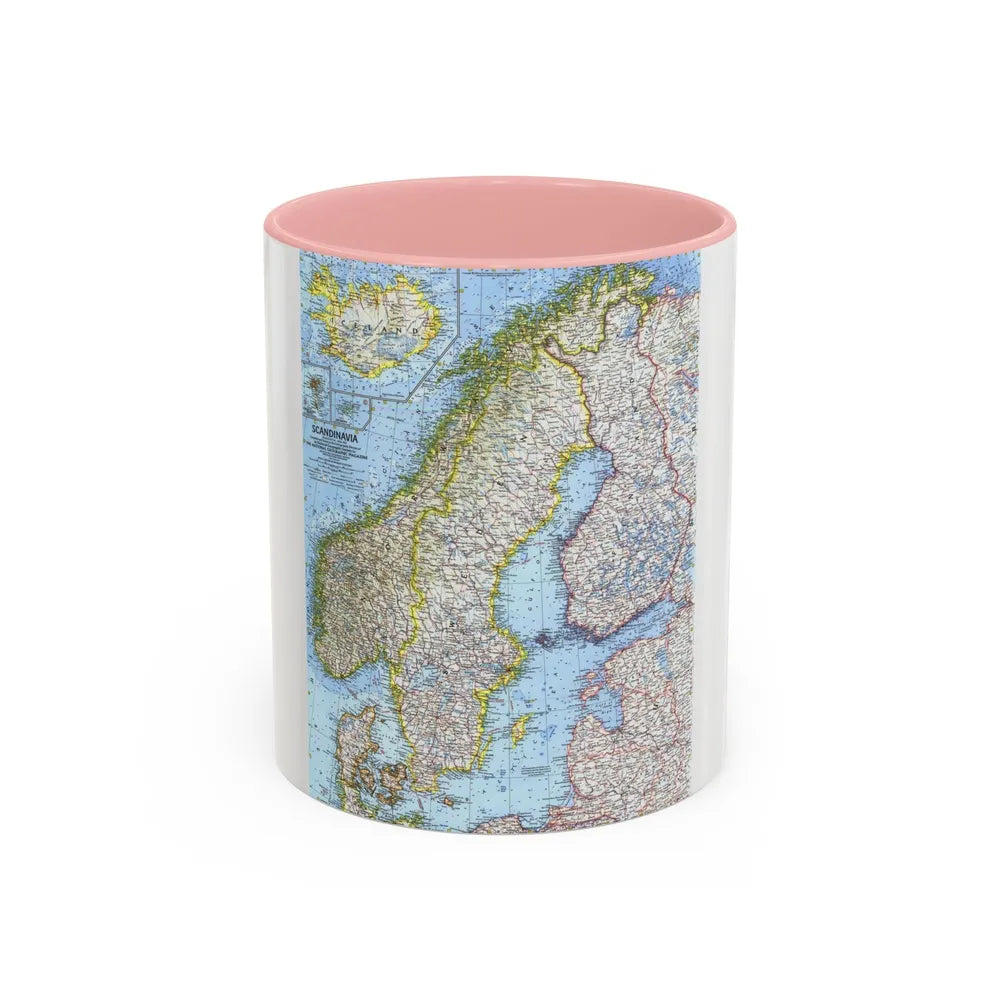 Scandinavia (1963) (Map) Accent Coffee Mug-11oz-Pink-Go Mug Yourself