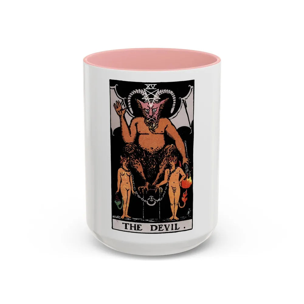 The Devil (Tarot Card) Accent Coffee Mug-15oz-Pink-Go Mug Yourself