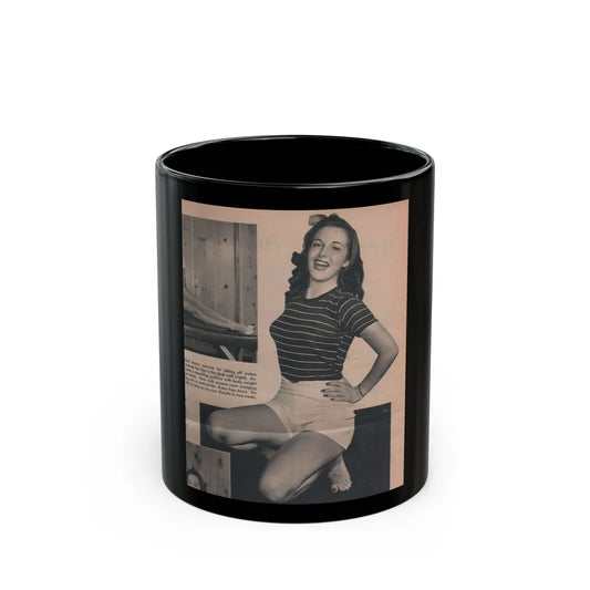 Cathy Downs #53 - Magazine Page Photo & 1 Short Paragraph (Vintage Female Icon) Black Coffee Mug-11oz-Go Mug Yourself