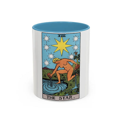 The Star (Tarot Card) Accent Coffee Mug-11oz-Light Blue-Go Mug Yourself