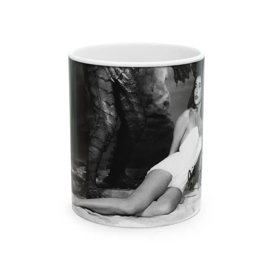 Julia Adams #212 - 8x10 B&W Full Body 1-Piece Swimsuit Promo Photo for Creature From The Black Lagoon '54 1 (Vintage Female Icon) White Coffee Mug-11oz-Go Mug Yourself