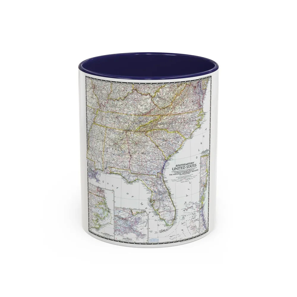 USA - Southeastern (1947) (Map) Accent Coffee Mug-11oz-Navy-Go Mug Yourself