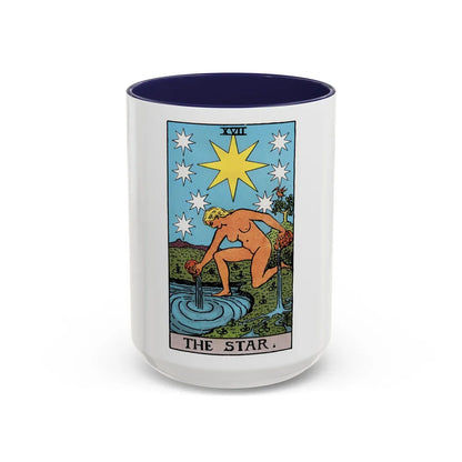 The Star (Tarot Card) Accent Coffee Mug-15oz-Navy-Go Mug Yourself