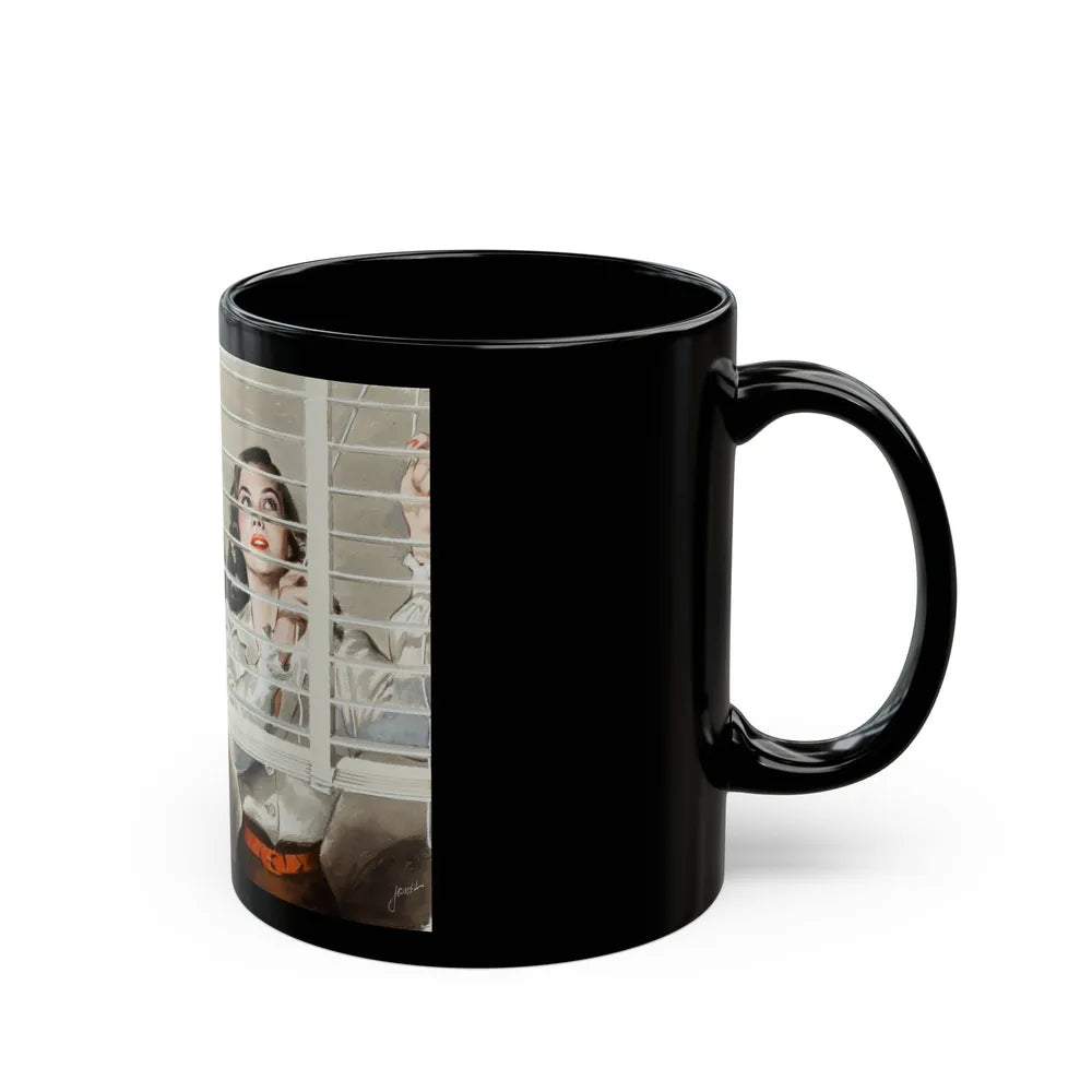 Fixing the Blinds - Black Coffee Mug-Go Mug Yourself