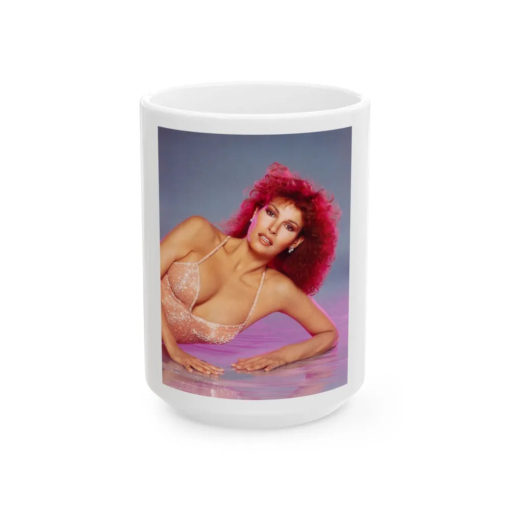 Raquel Welch #228 (Vintage Female Icon) White Coffee Mug-15oz-Go Mug Yourself