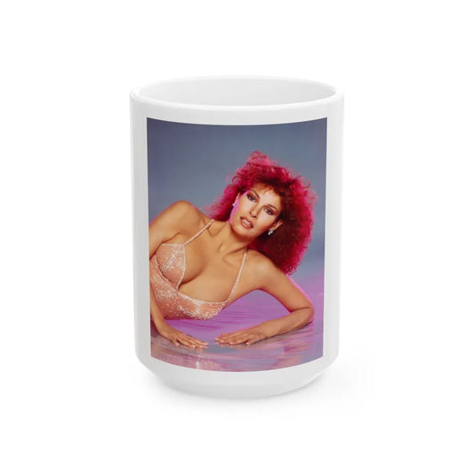 Raquel Welch #228 (Vintage Female Icon) White Coffee Mug-15oz-Go Mug Yourself