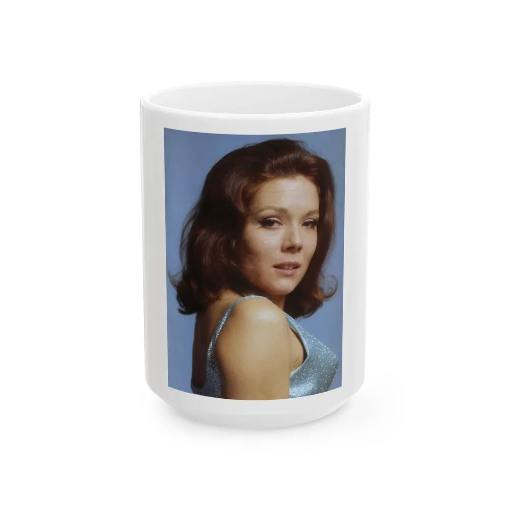 Diana Rigg #64 (Vintage Female Icon) White Coffee Mug-15oz-Go Mug Yourself