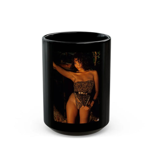 Barbara Carrera #87 (Vintage Female Icon) Black Coffee Mug-15oz-Go Mug Yourself