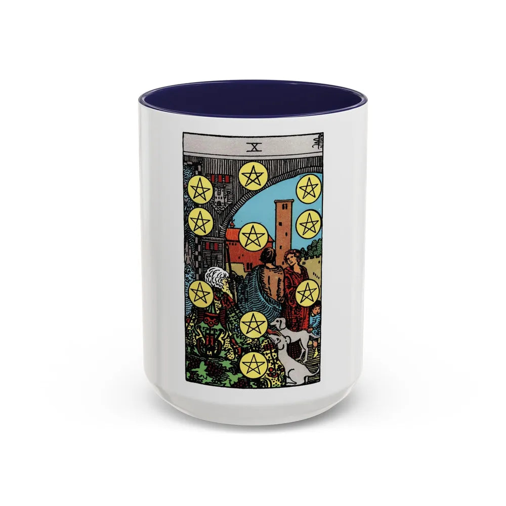 The 10 of Pentacles (Tarot Card) Accent Coffee Mug-15oz-Navy-Go Mug Yourself