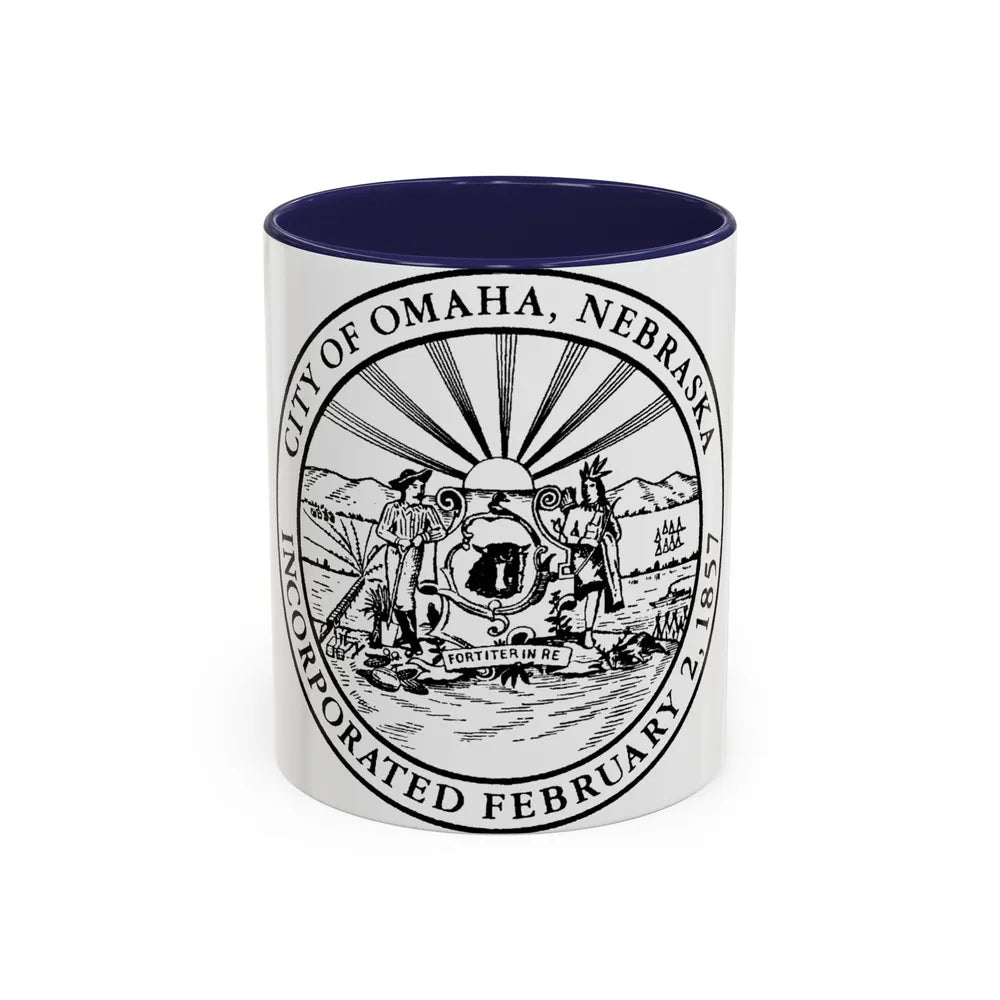 Seal of Omaha Nebraska - Accent Coffee Mug-11oz-Navy-Go Mug Yourself