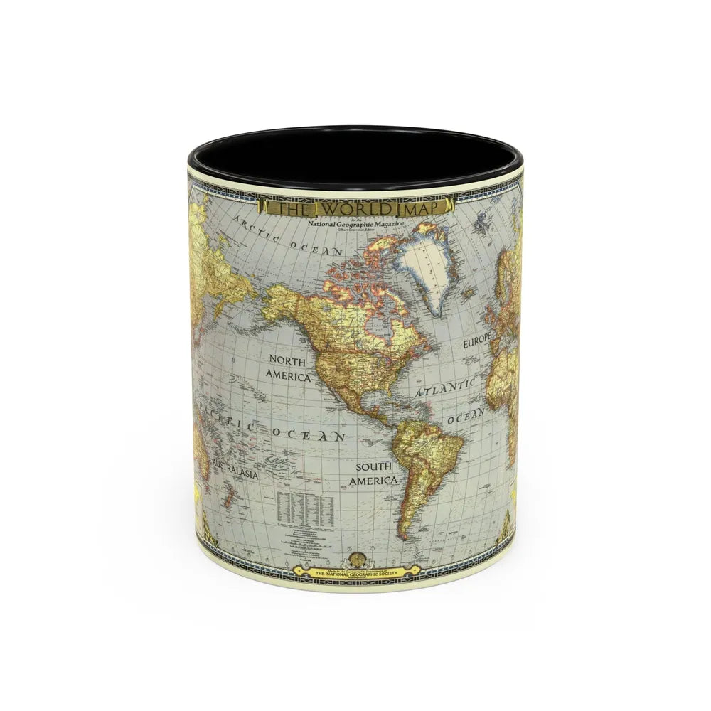 World Map (1943) (Map) Accent Coffee Mug-11oz-Black-Go Mug Yourself