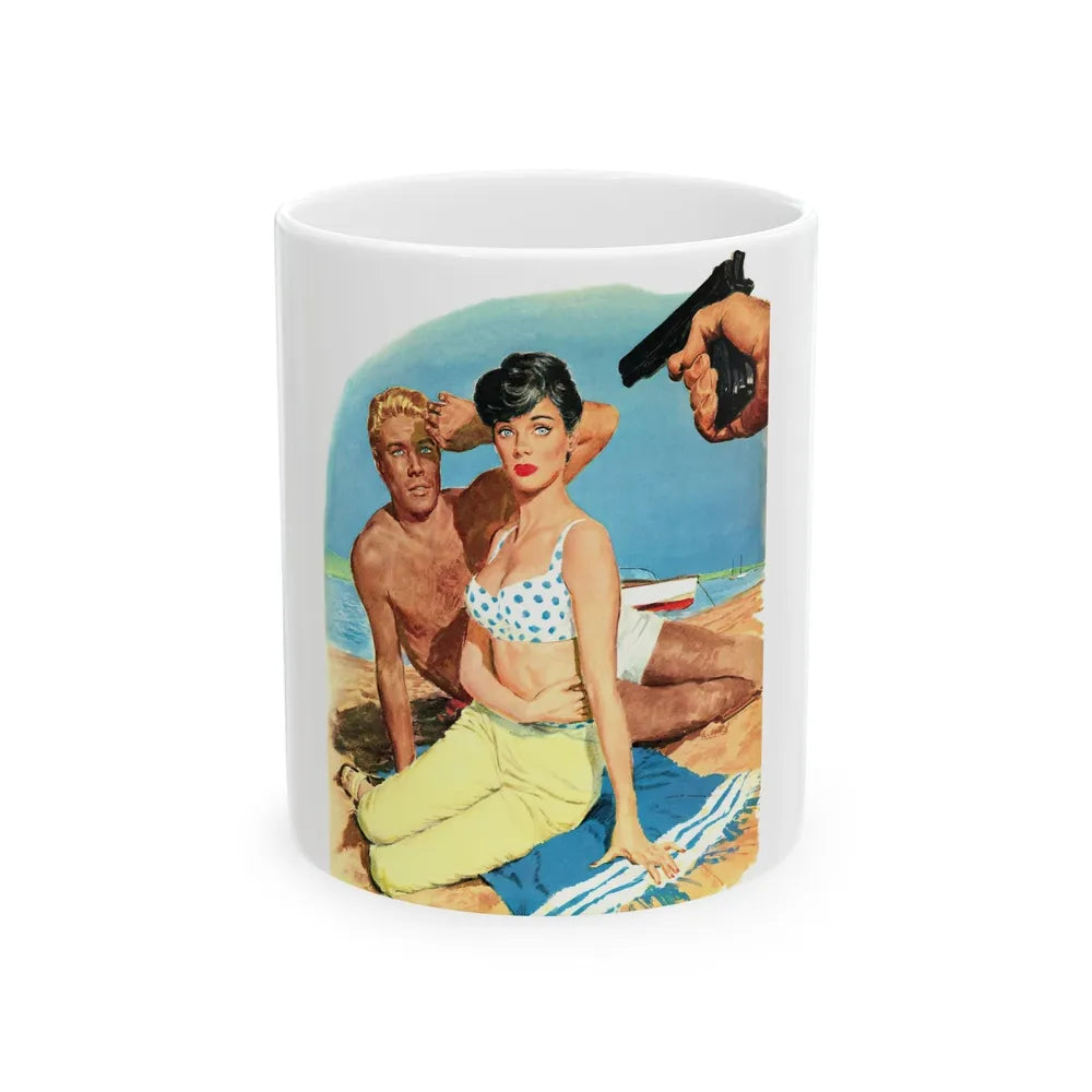 Frankie and Annette tangle with The Mob in Beach Blanket - White Coffee Mug-11oz-Go Mug Yourself